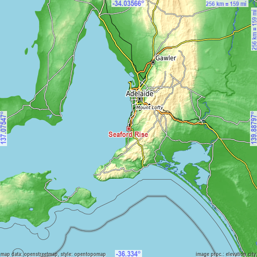 Topographic map of Seaford Rise