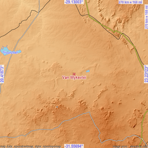 Topographic map of Van Wyksvlei