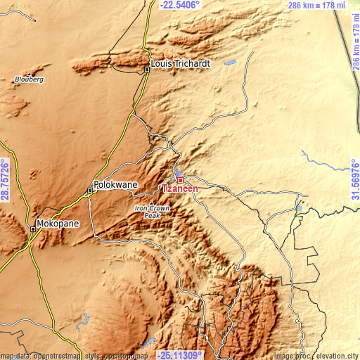Topographic map of Tzaneen