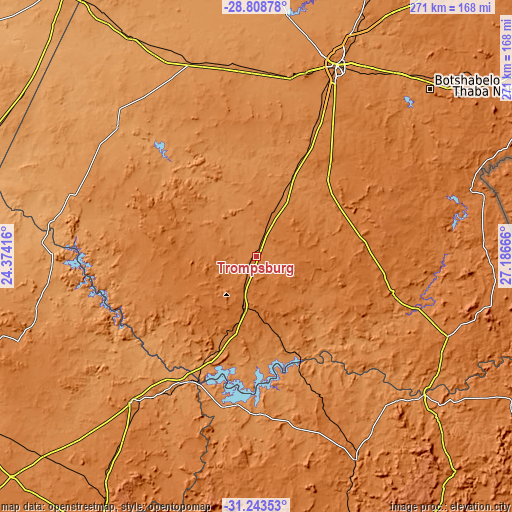 Topographic map of Trompsburg