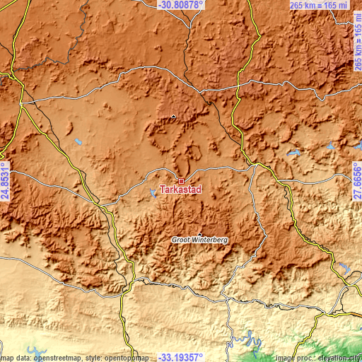 Topographic map of Tarkastad