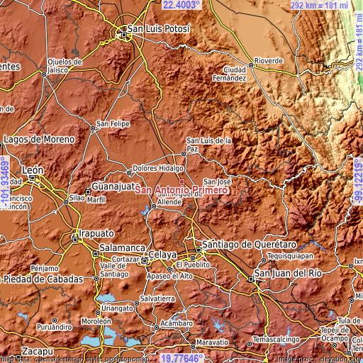 Topographic map of San Antonio Primero