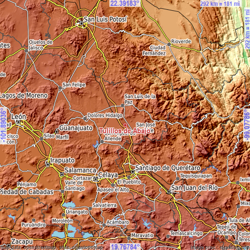 Topographic map of Tulillos de Abajo