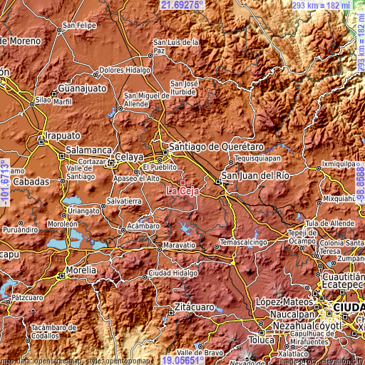 Topographic map of La Ceja