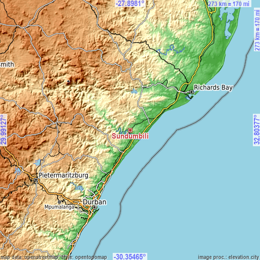 Topographic map of Sundumbili