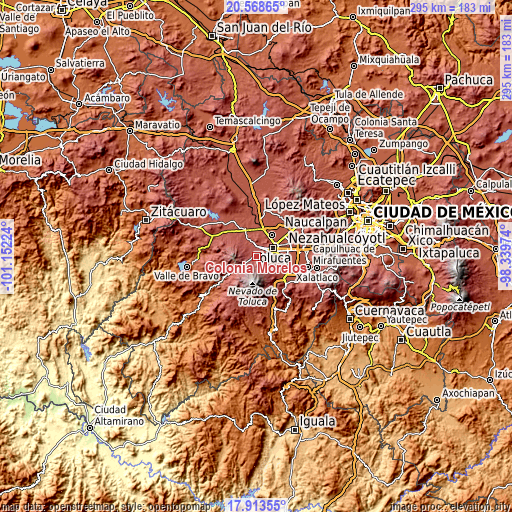 Topographic map of Colonia Morelos