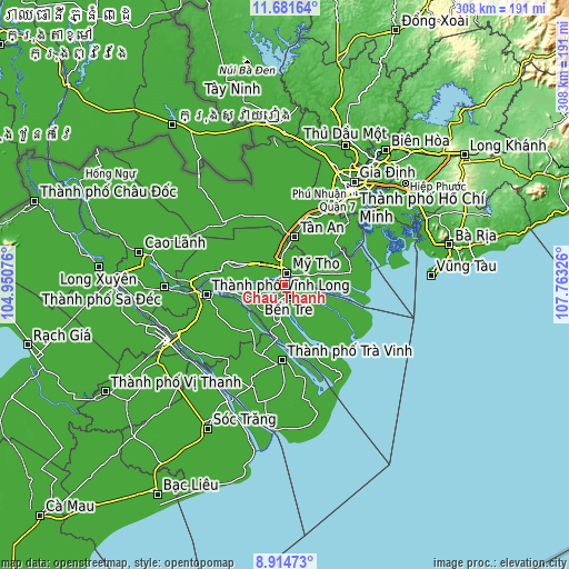 Topographic map of Châu Thành