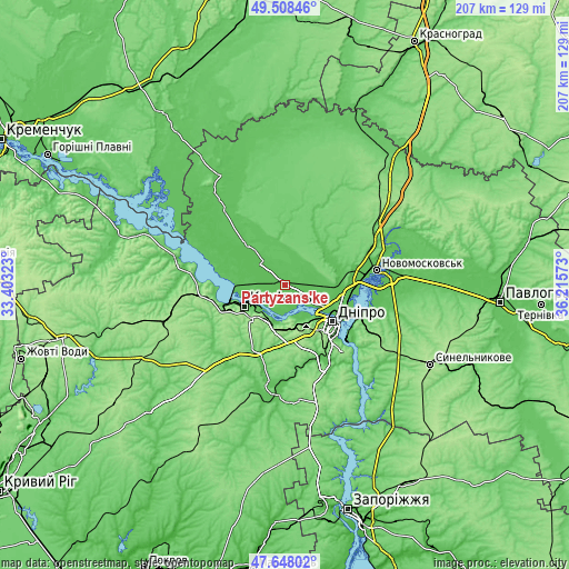 Topographic map of Partyzans’ke