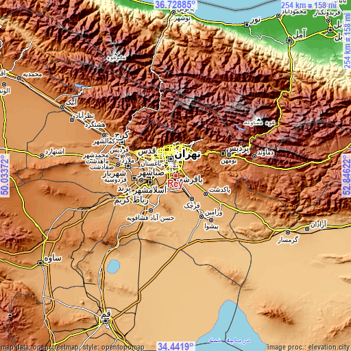 Topographic map of Rey