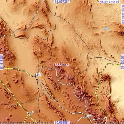 Topographic map of Bahābād