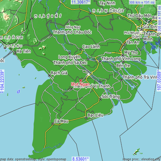 Topographic map of Một Ngàn