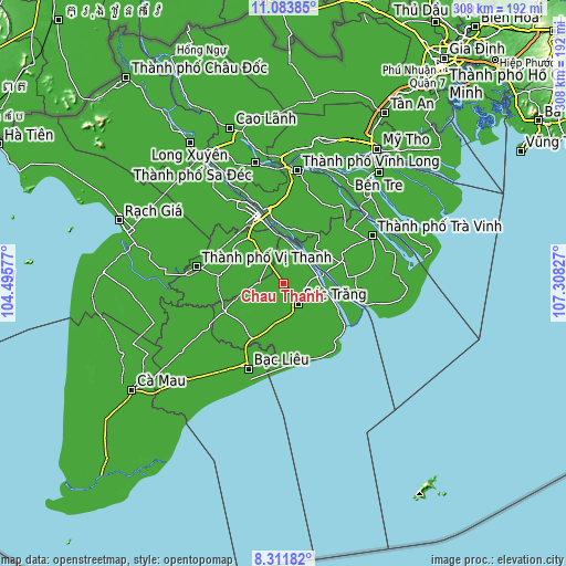 Topographic map of Châu Thành