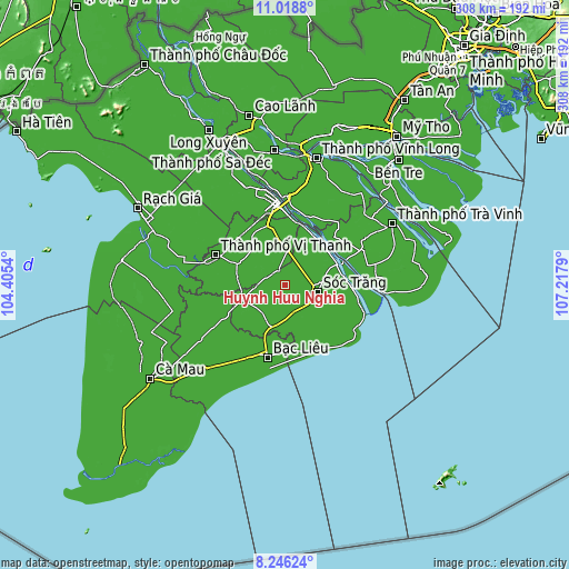 Topographic map of Huỳnh Hữu Nghĩa