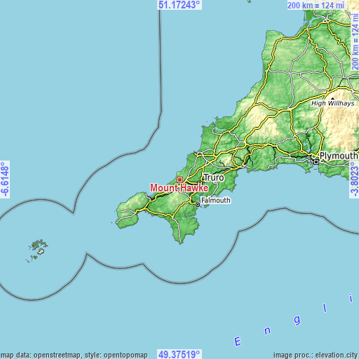 Topographic map of Mount Hawke