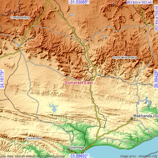 Topographic map of Somerset East