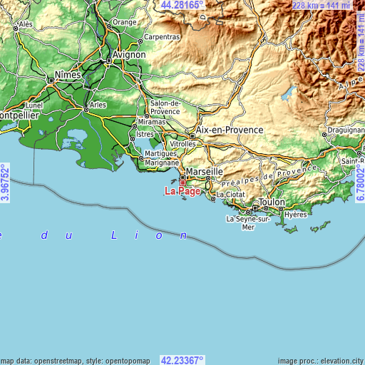 Topographic map of La Page