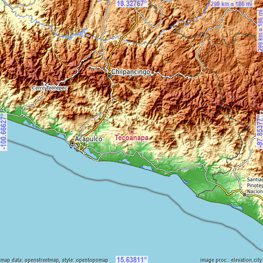 Topographic map of Tecoanapa