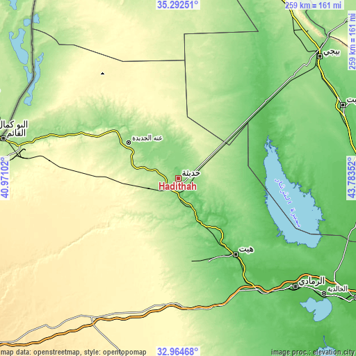 Topographic map of Ḩadīthah