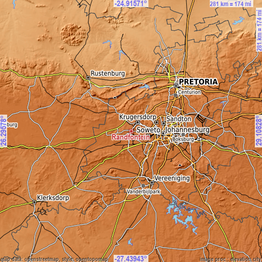 Topographic map of Randfontein