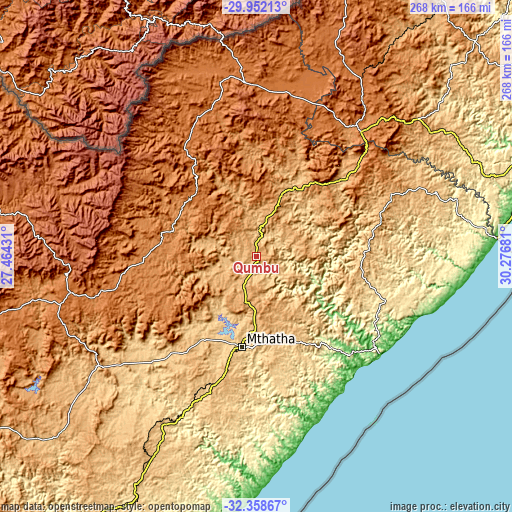 Topographic map of Qumbu