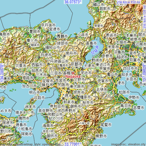 Topographic map of Nagaoka