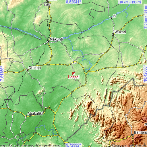 Topographic map of Lessel