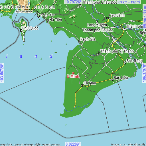 Topographic map of U Minh