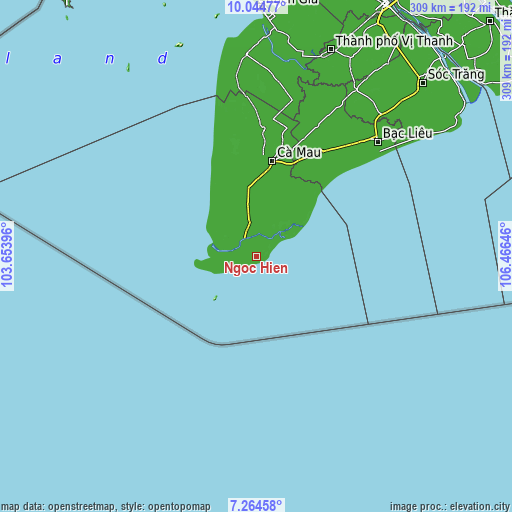 Topographic map of Ngọc Hiển