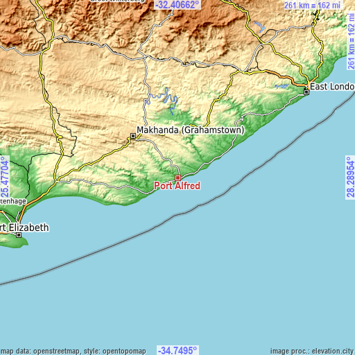 Topographic map of Port Alfred