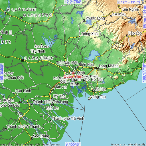 Topographic map of Quận Chín