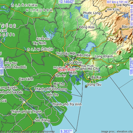 Topographic map of Quận Mười