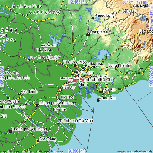 Topographic map of Quận Ba