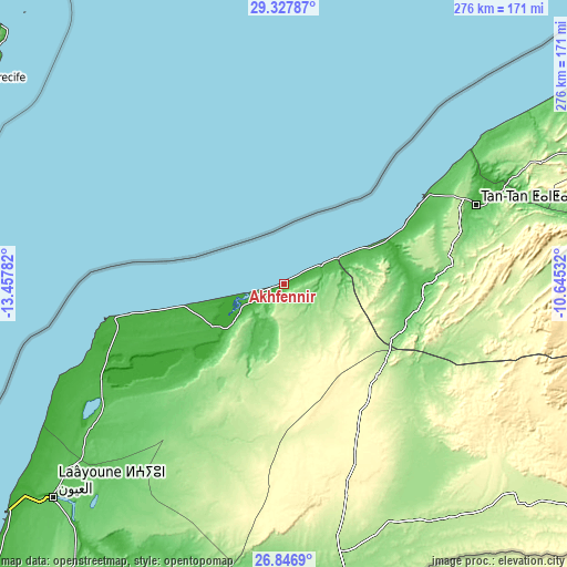Topographic map of Akhfennir