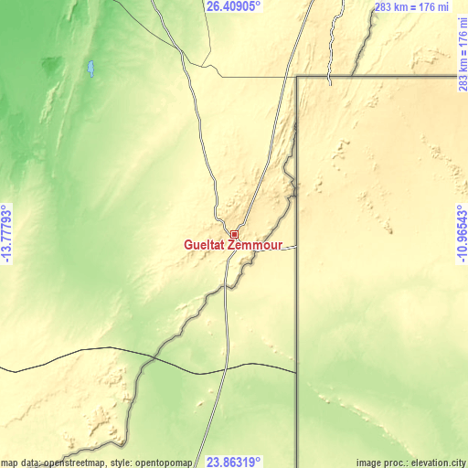 Topographic map of Gueltat Zemmour