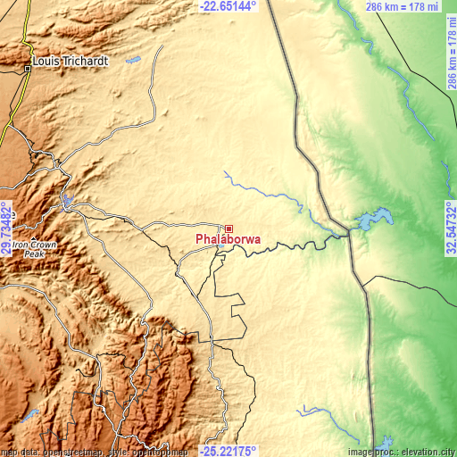 Topographic map of Phalaborwa