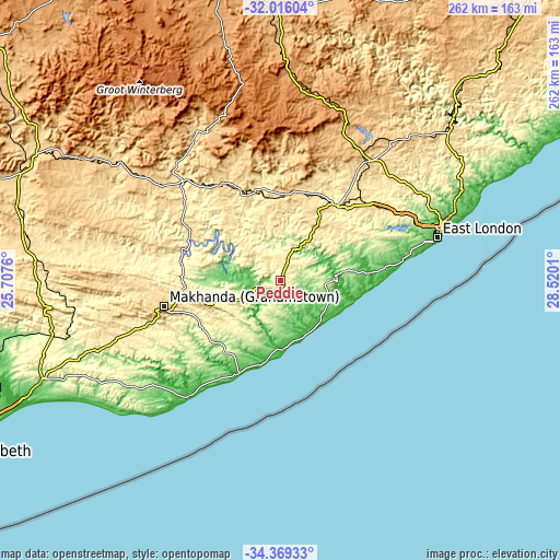 Topographic map of Peddie