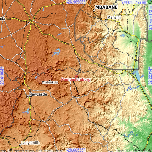 Topographic map of Paulpietersburg