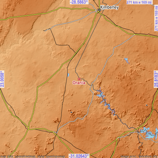 Topographic map of Orania