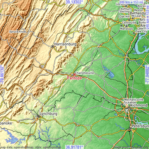 Topographic map of Pantops