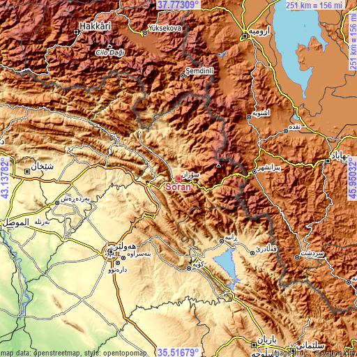 Topographic map of Soran