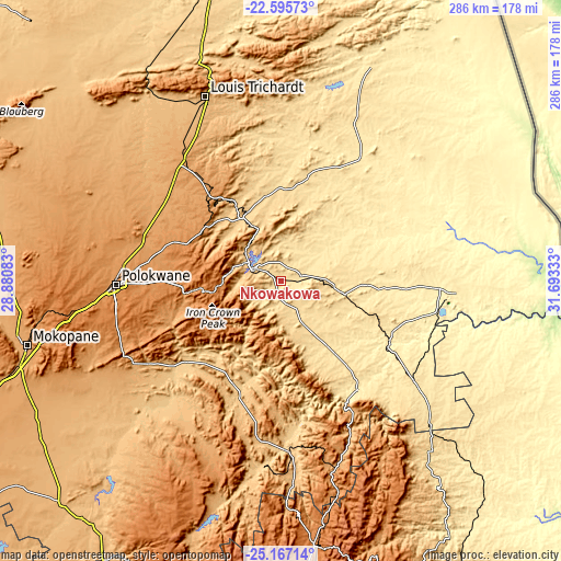 Topographic map of Nkowakowa