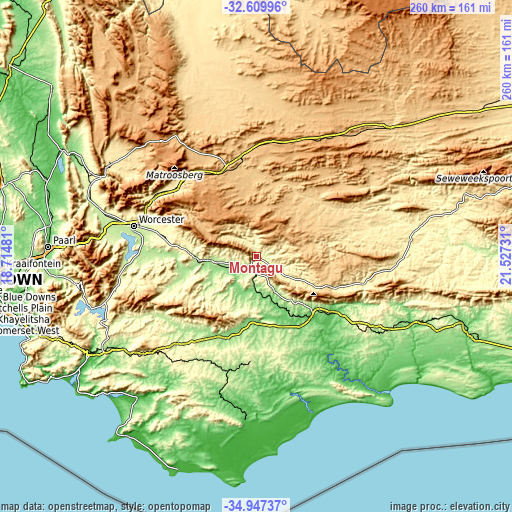 Topographic map of Montagu