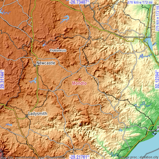 Topographic map of Mondlo
