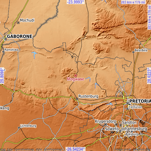 Topographic map of Mogwase