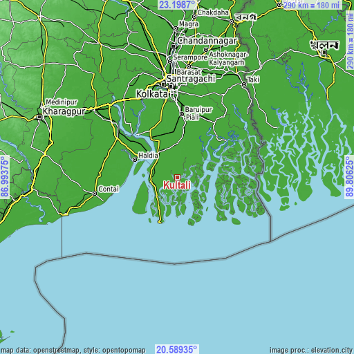 Topographic map of Kultali