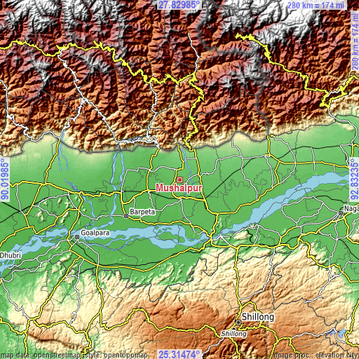 Topographic map of Mushalpur