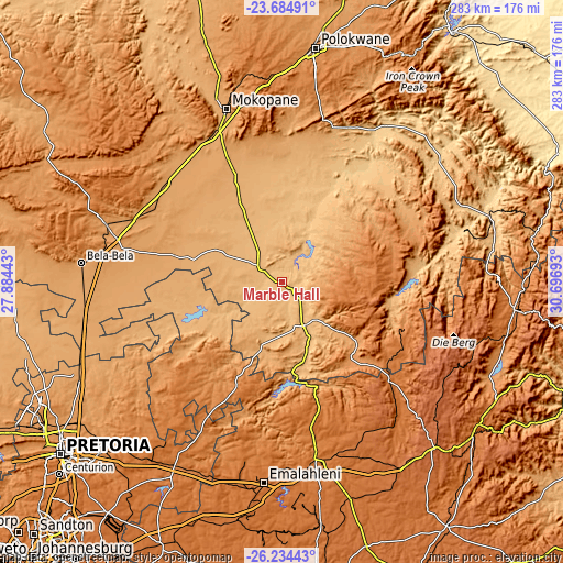 Topographic map of Marble Hall