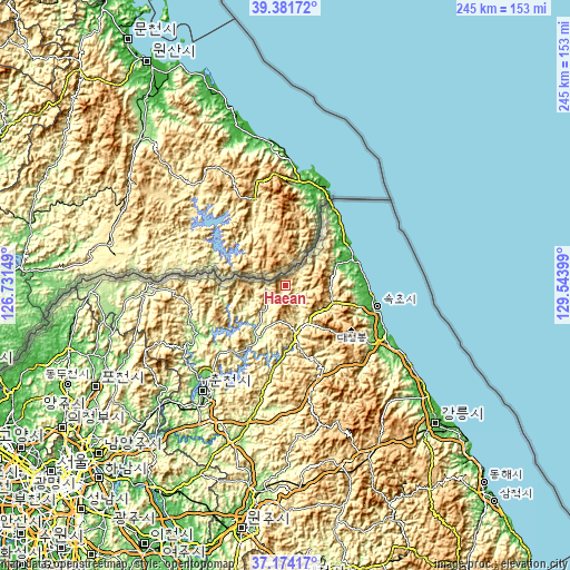 Topographic map of Haean