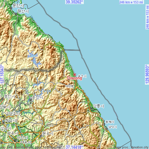Topographic map of Toseong