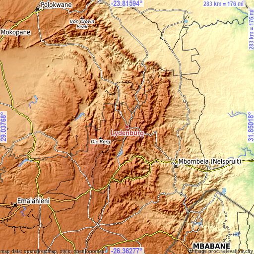 Topographic map of Lydenburg